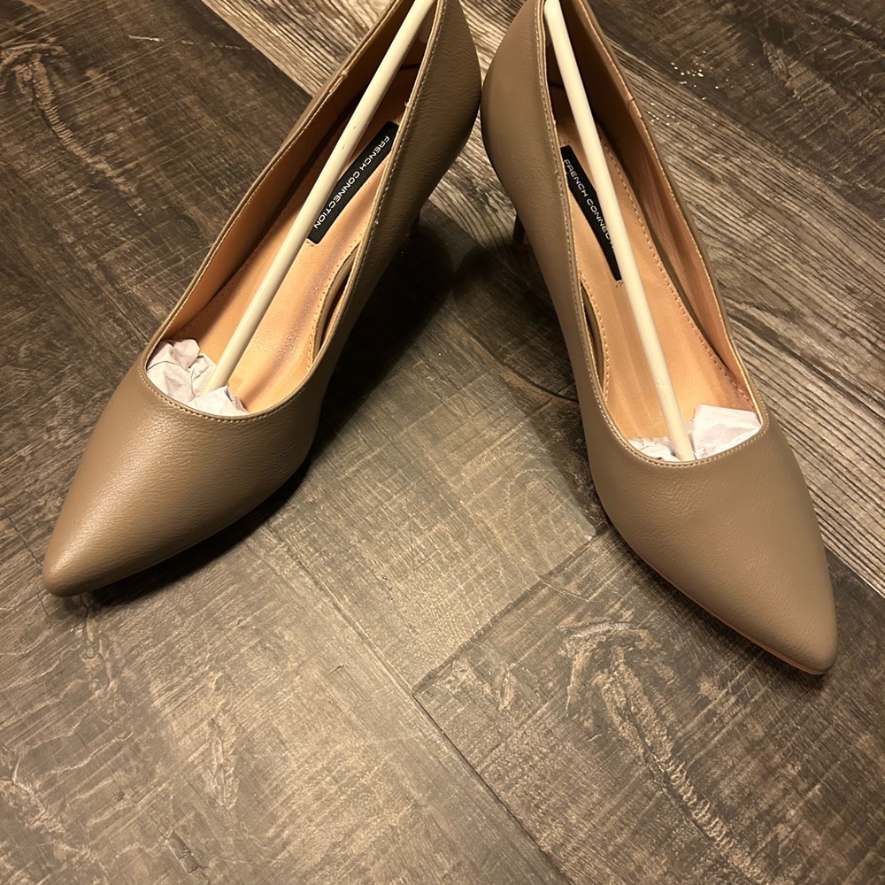 French Connection Taupe Leather Heels